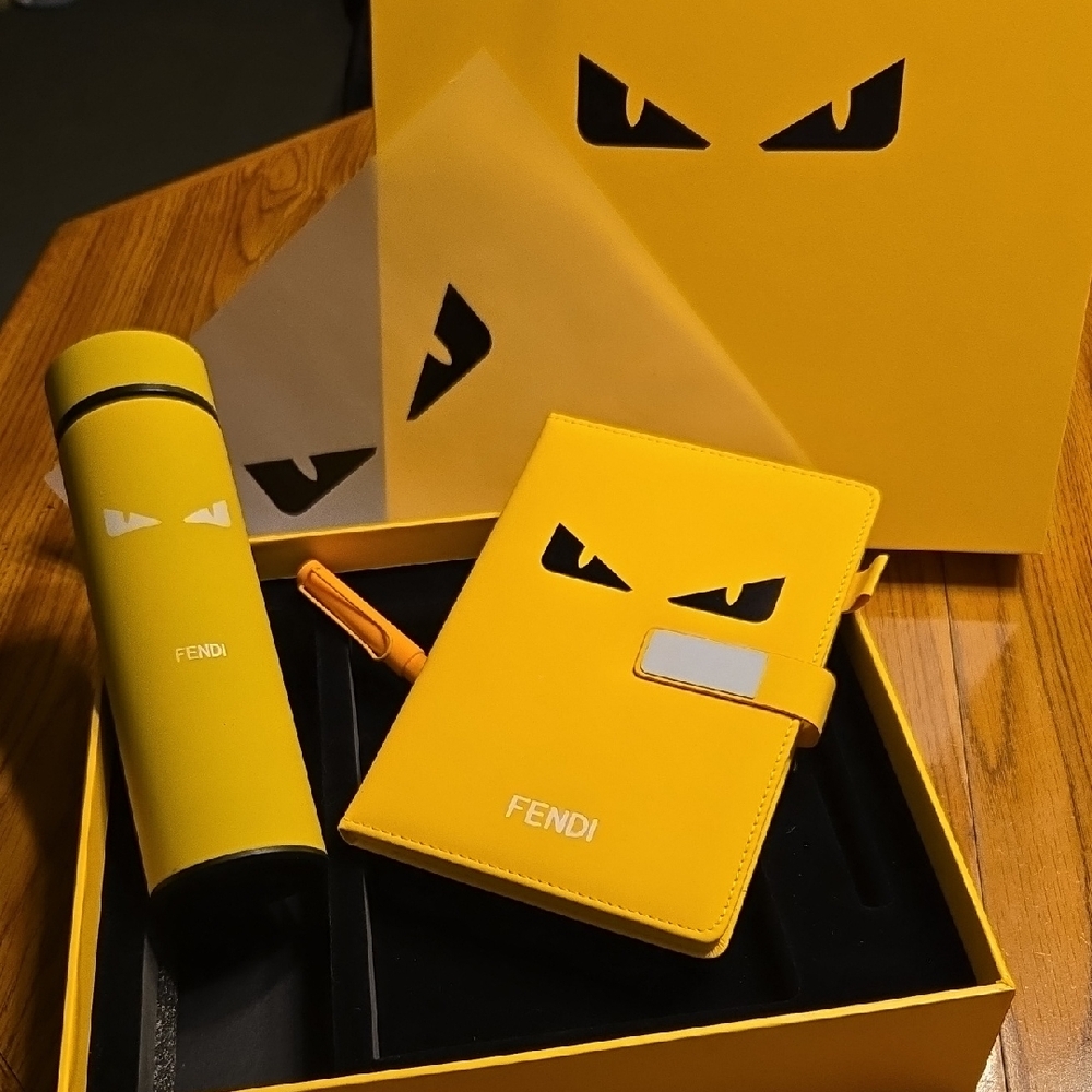 NWOT Fendi Notebook, Stainless Steel Cup, And Pen Set